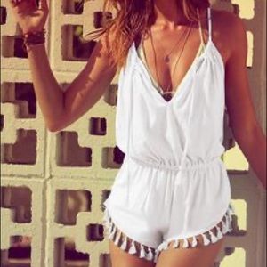 Victoria’s Secret White Tassel Romper Swim Cover